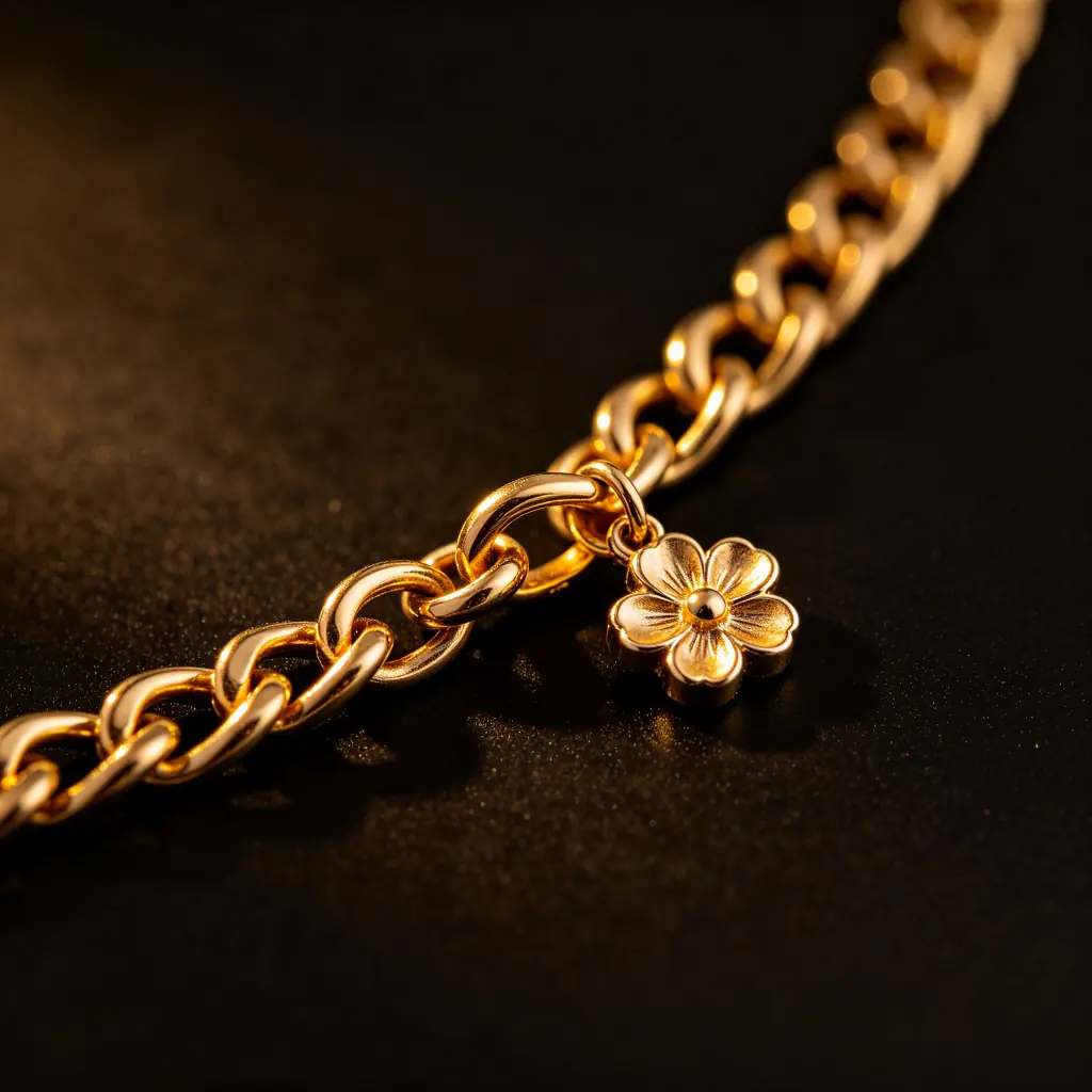Gold chain with bloom core